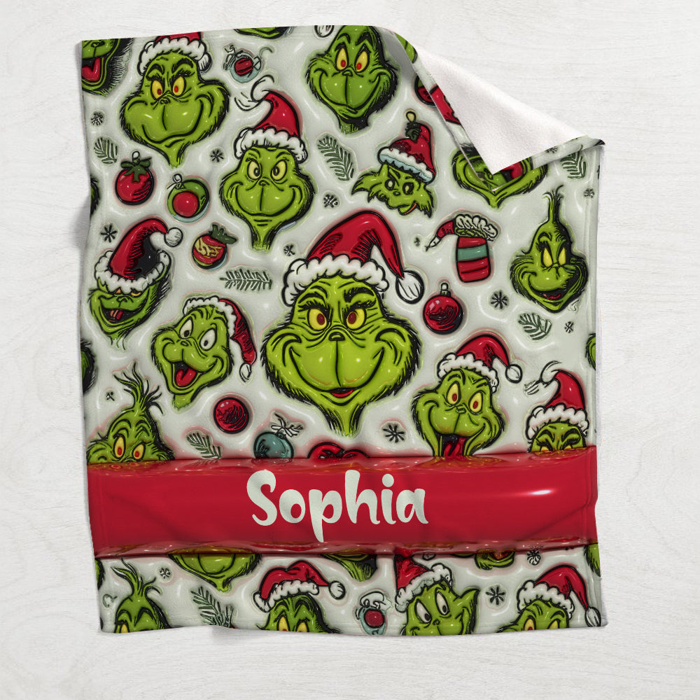 Green Character - Personalized Stole Christmas Blanket
