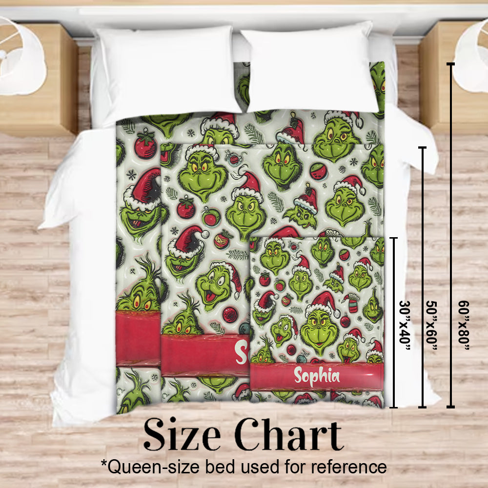Green Character - Personalized Stole Christmas Blanket