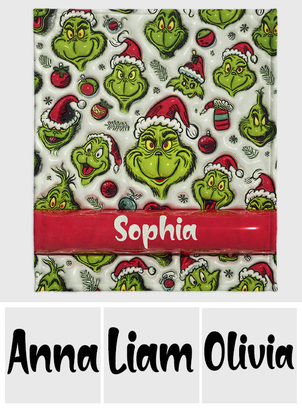 Green Character - Personalized Stole Christmas Blanket