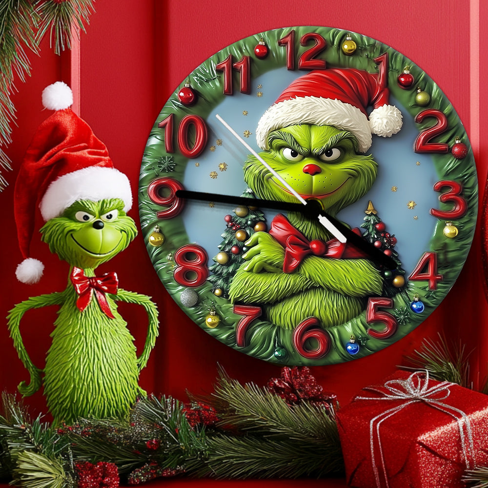 Joyeux Grinchmas - Horloge murale « Noël volé »