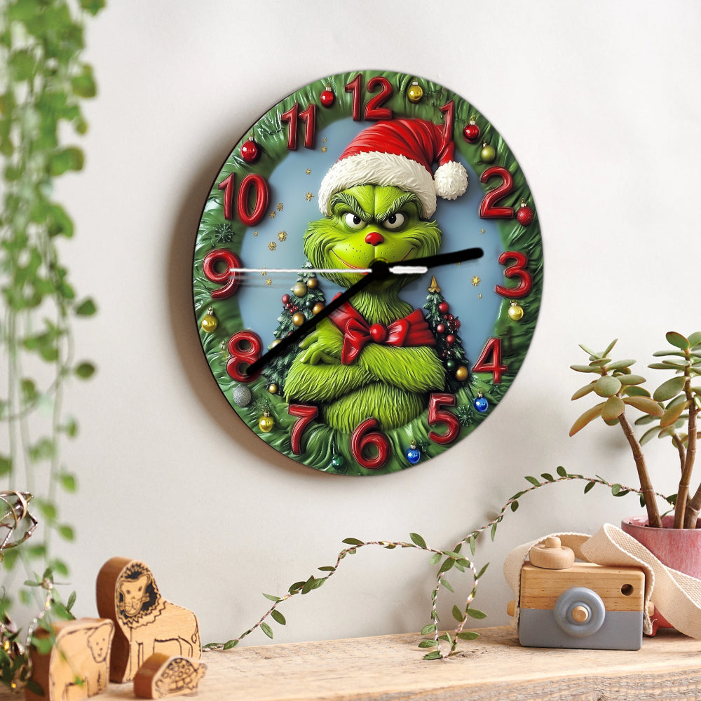 Joyeux Grinchmas - Horloge murale « Noël volé »