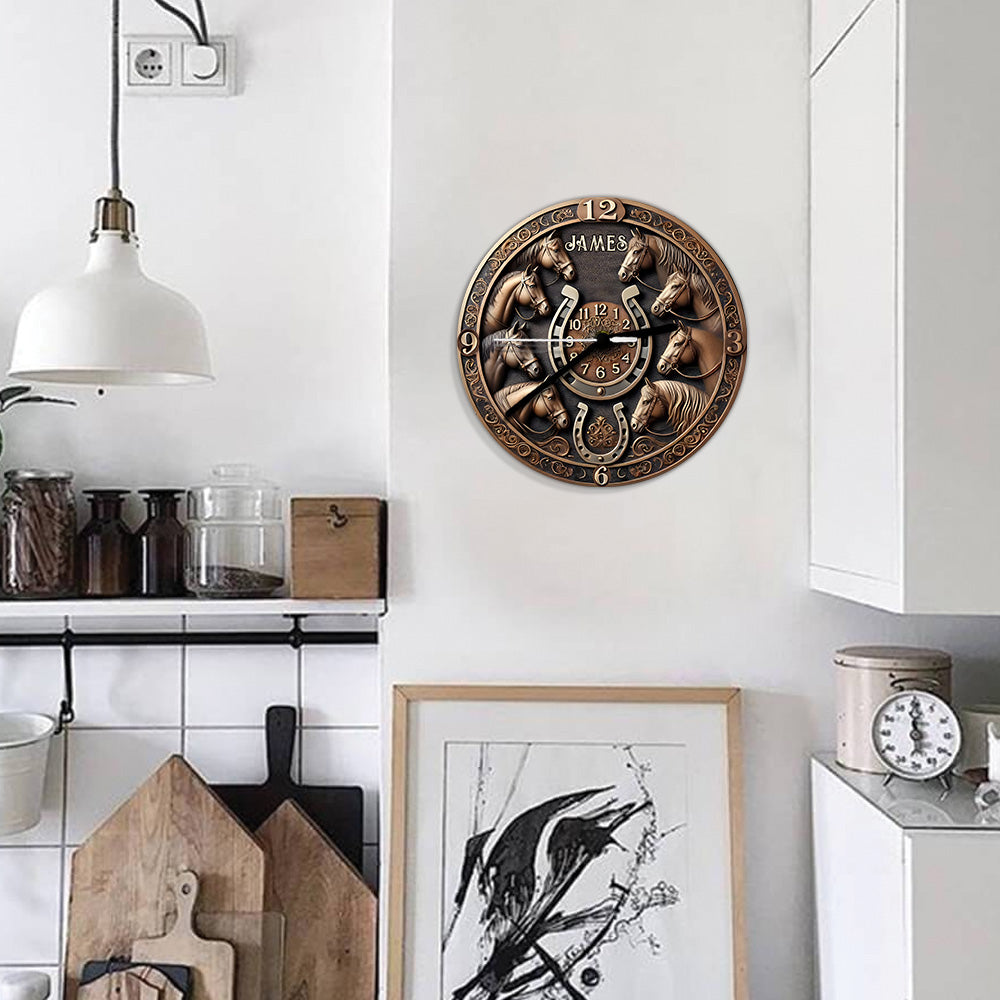 Time Spent in the Saddle is Never Wasted - Personalized Horse Wall Clock