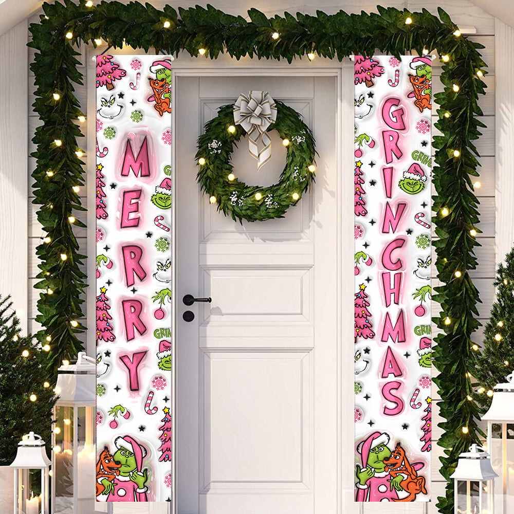 Joyeux Grinchmas - Panneau de porche personnalisé « Étole de Noël »