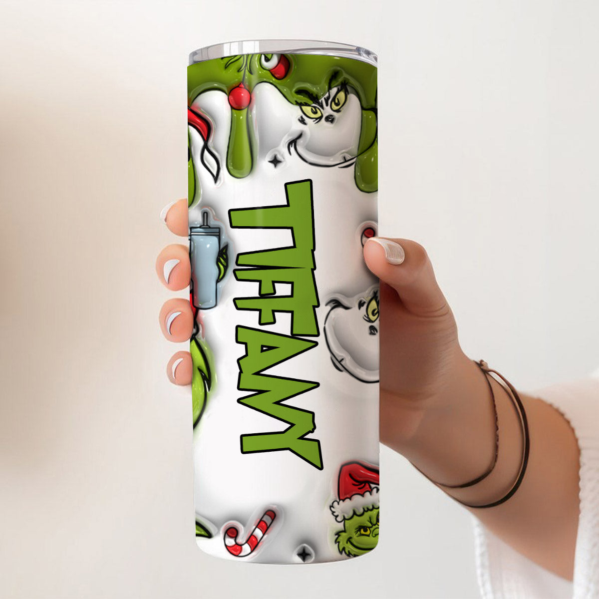 Merry Grinchmas - Personalized Stole Christmas Skinny Tumbler