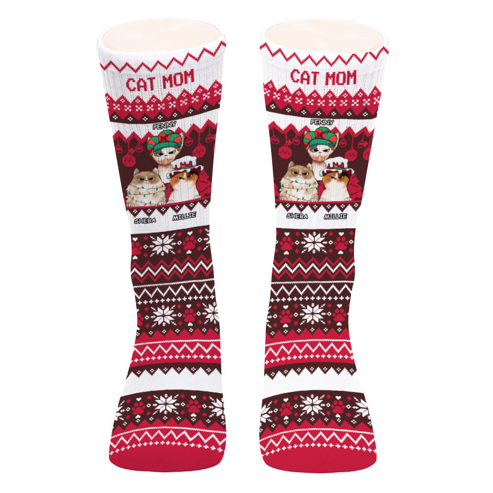Cat mom/ Dog mom/ Fur Mom/ Cat Dad/ Dog Dad Ugly Pattern - Personalized Dog Socks