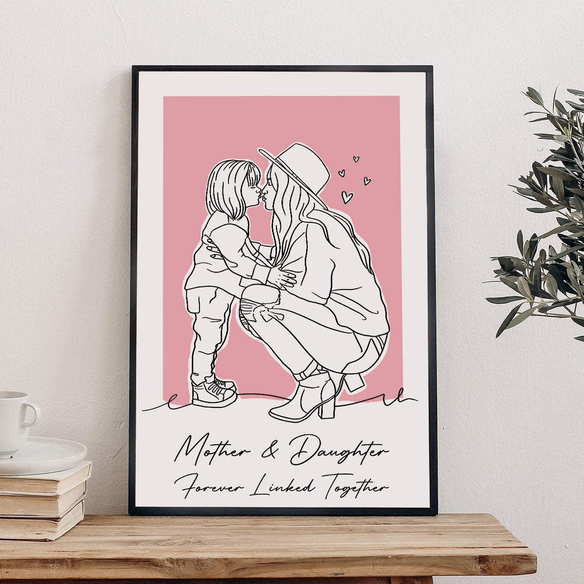 Portrait au trait personnalisé - Toile et affiche personnalisées pour maman