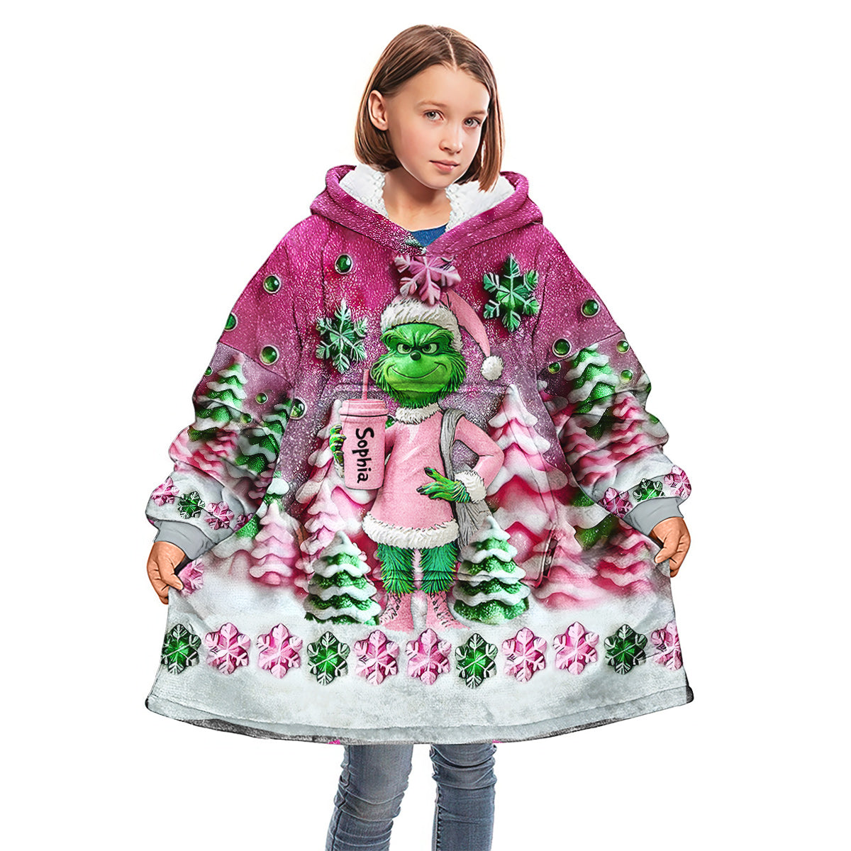 Merry Grinchmas - Personalized Stole Christmas Blanket Hoodie
