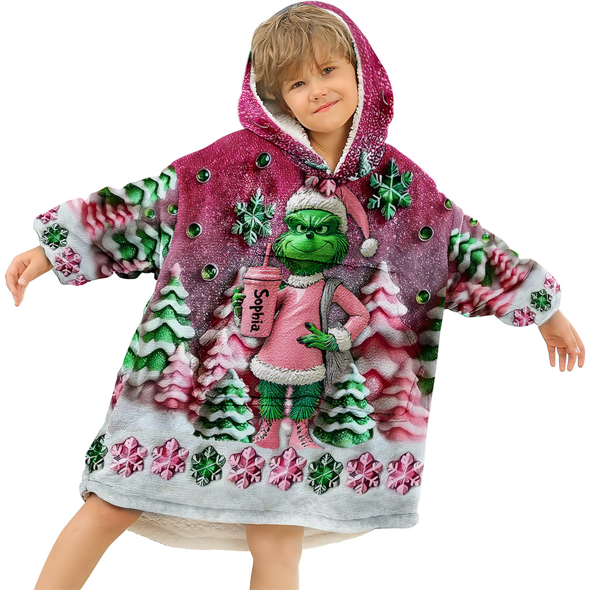 Merry Grinchmas - Personalized Stole Christmas Blanket Hoodie