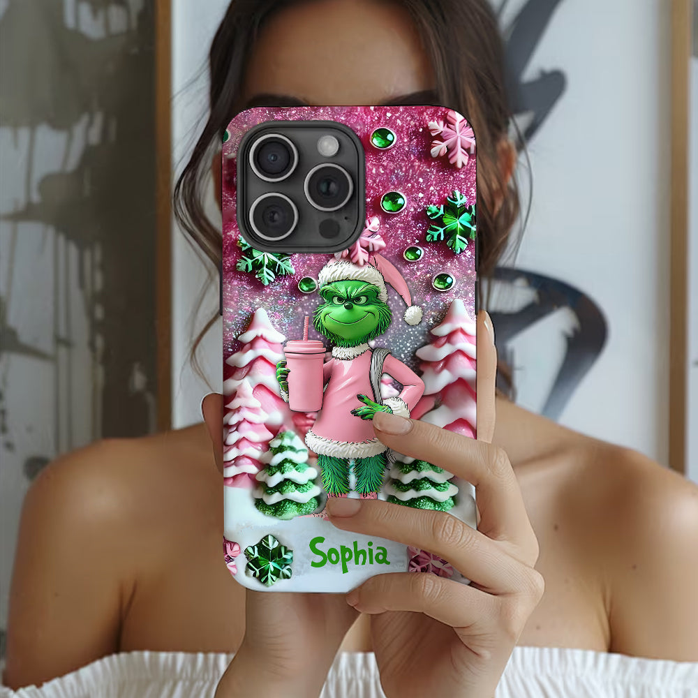 Joyeux Grinchmas - Coque de téléphone personnalisée avec imprimé intégral « Étole de Noël »