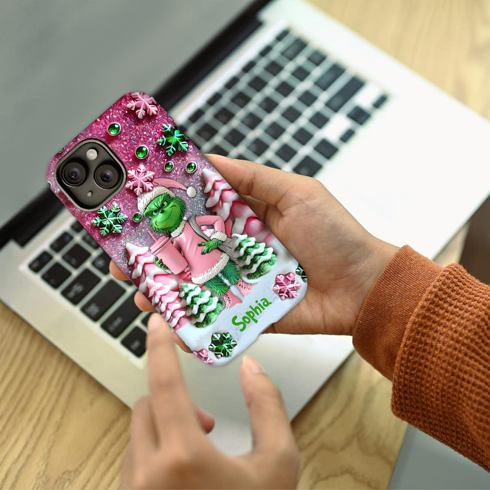 Joyeux Grinchmas - Coque de téléphone personnalisée avec imprimé intégral « Étole de Noël »