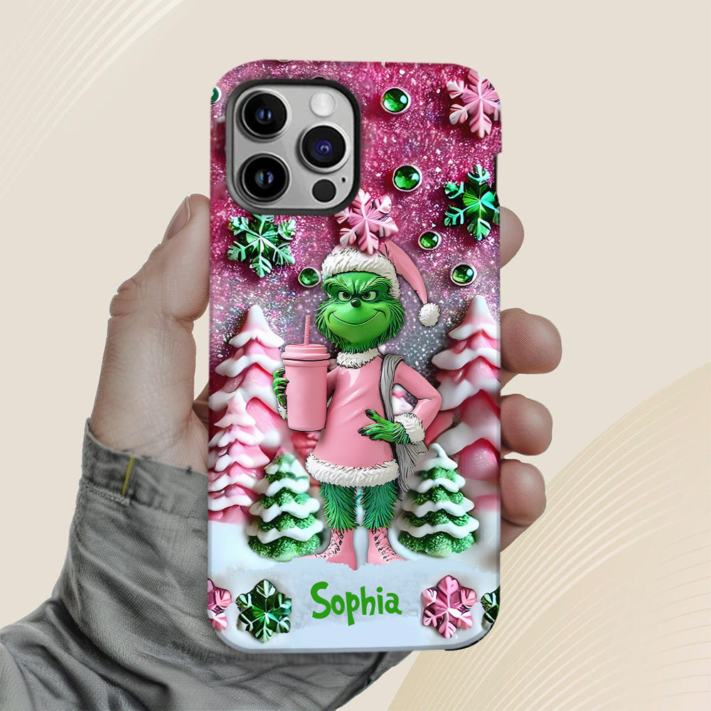 Joyeux Grinchmas - Coque de téléphone personnalisée avec imprimé intégral « Étole de Noël »