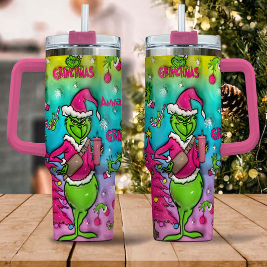 Holo Christmas - Personalized Stole Christmas Tumbler With Handle
