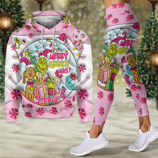 Pink Christmas - Personalized Stole Christmas Hoodie and Leggings