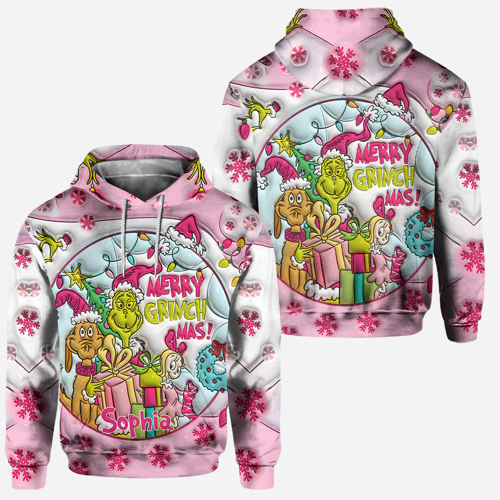 Pink Christmas - Personalized Stole Christmas Hoodie and Leggings