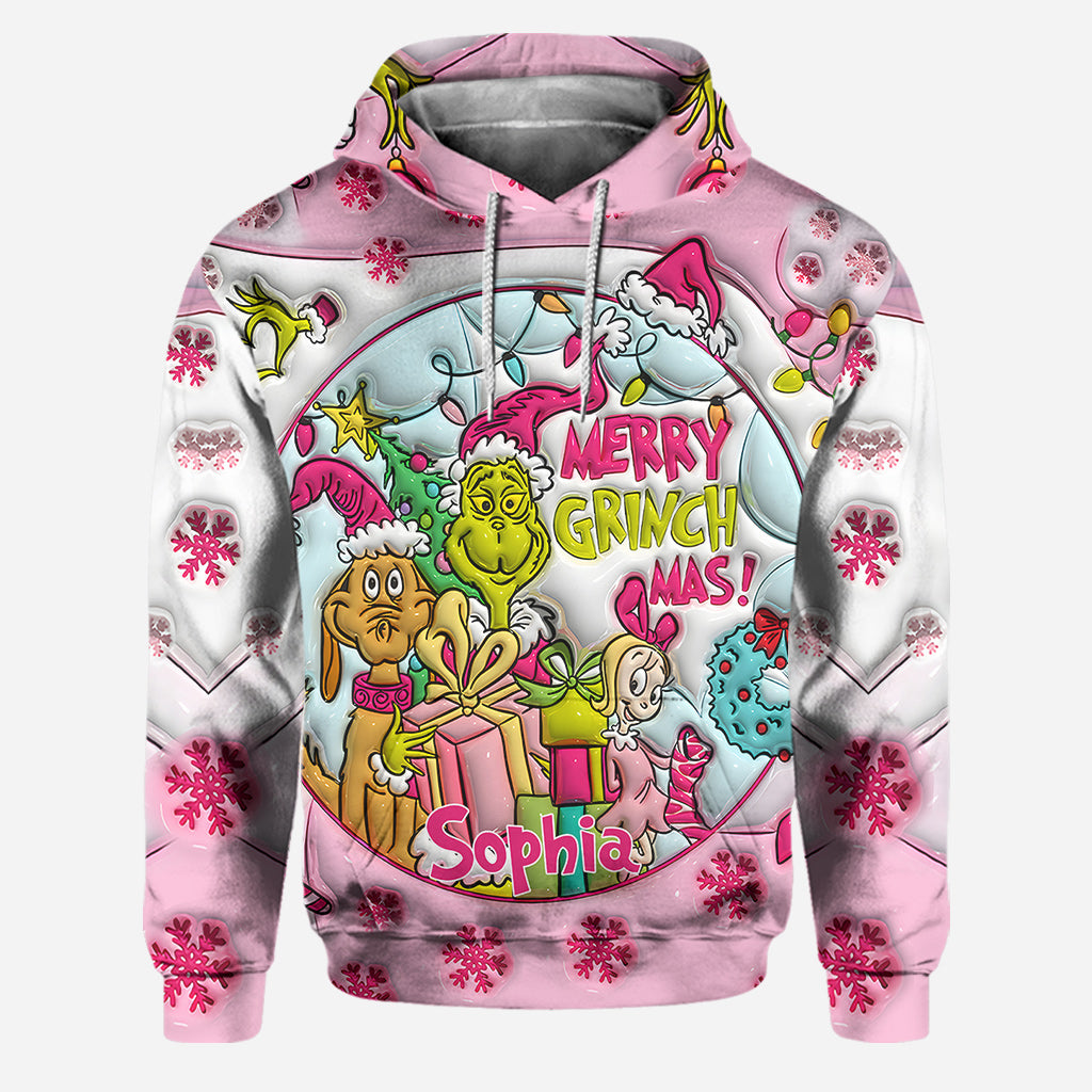 Pink Christmas - Personalized Stole Christmas Hoodie and Leggings