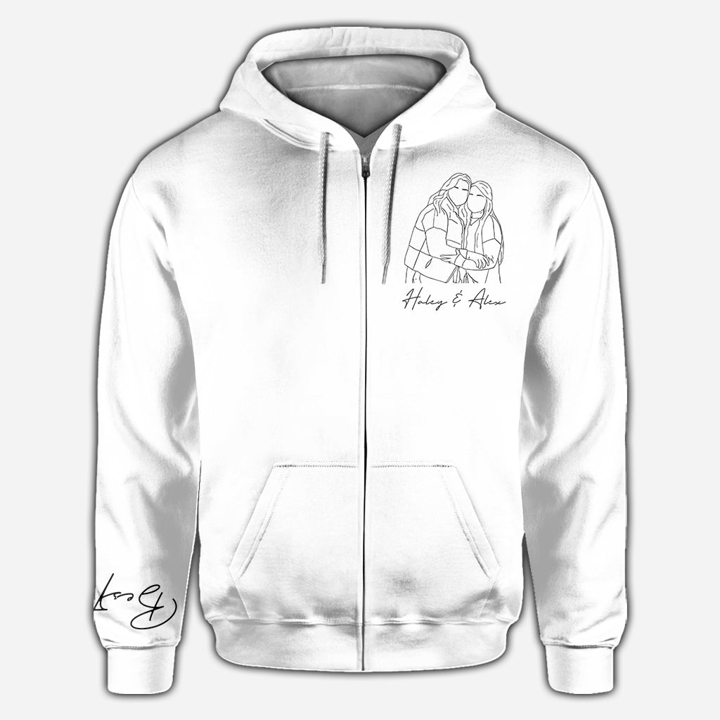 Besties Line Art - Personalized Bestie All Over Shirt