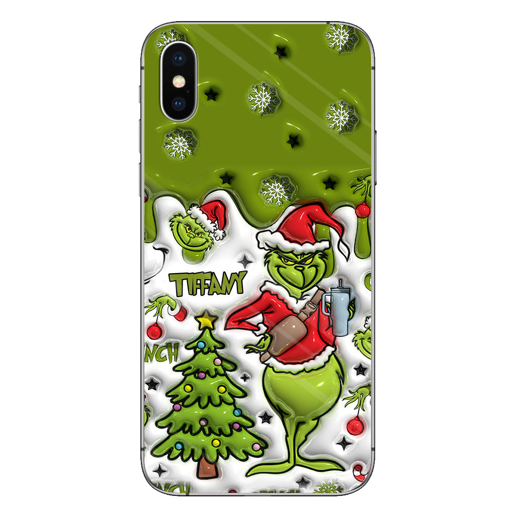Joyeux Grinchmas - Coque de téléphone personnalisée avec étole de Noël