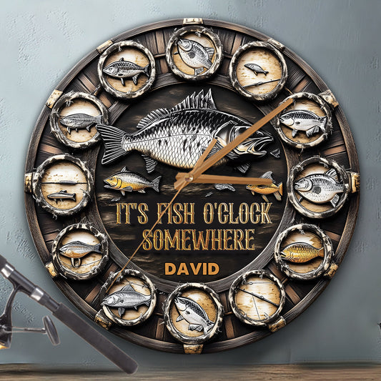 C'est l'heure du poisson quelque part - Horloge murale de pêche personnalisée