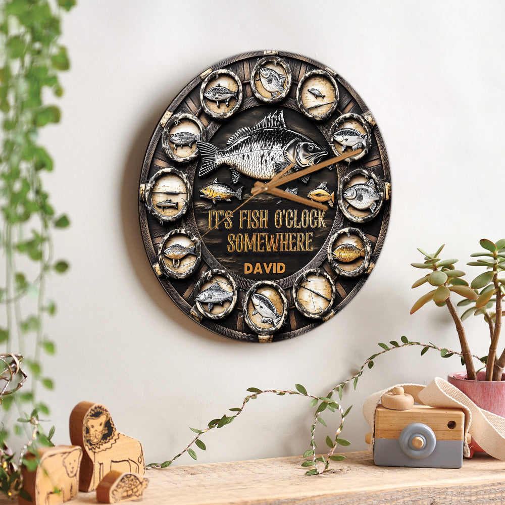 C'est l'heure du poisson quelque part - Horloge murale de pêche personnalisée