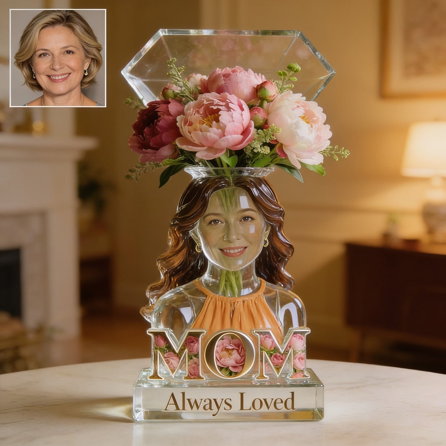 Black Woman with Curly Hair - Personalized Acrylic Pot