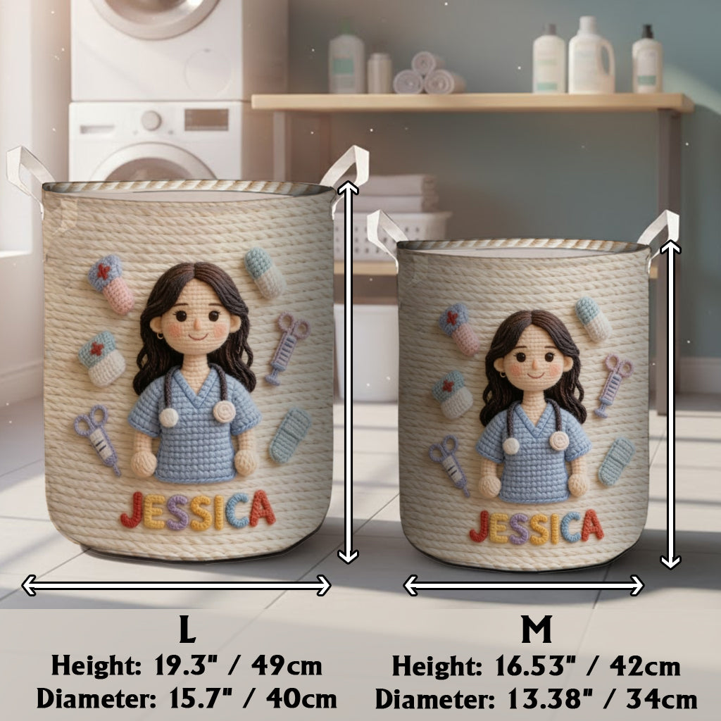 Any Photo Any Theme - Personalized Asian Female Nurse with Long Black Hair Storage Basket