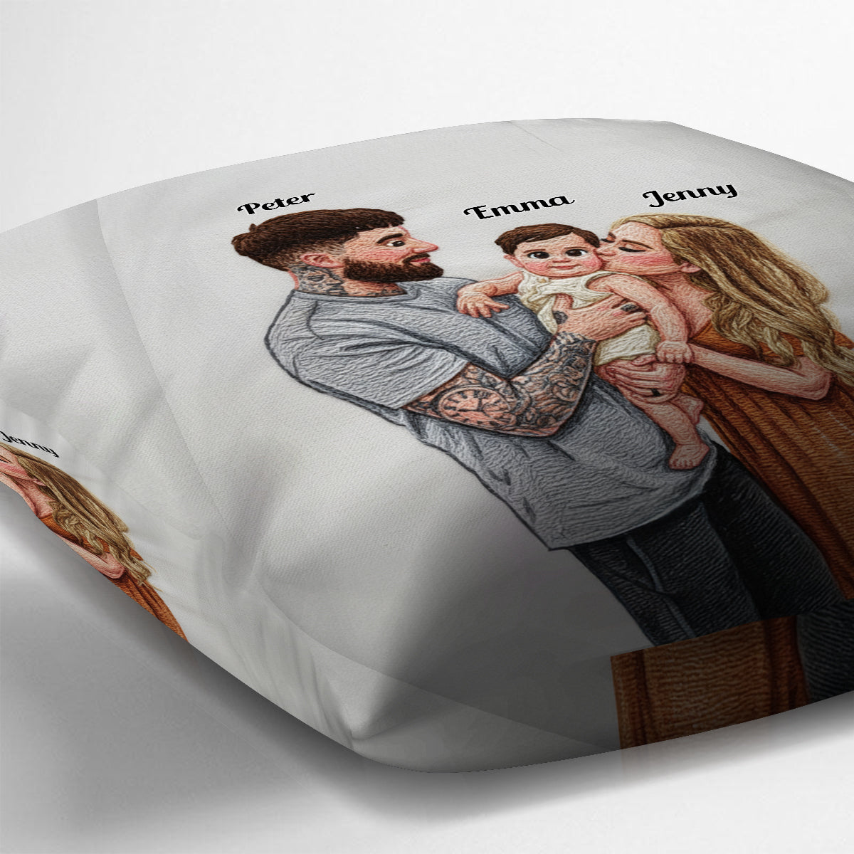 Upload Family Photo - Personalized Blonde White Family Throw Pillow