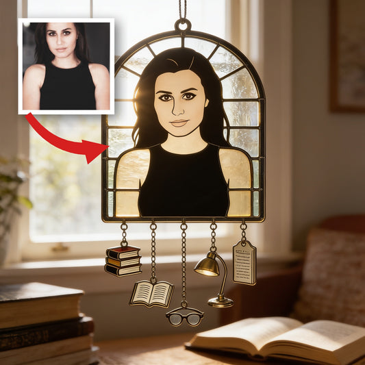 Love Reading - Personalized Book Window Hanging Suncatcher With Charms