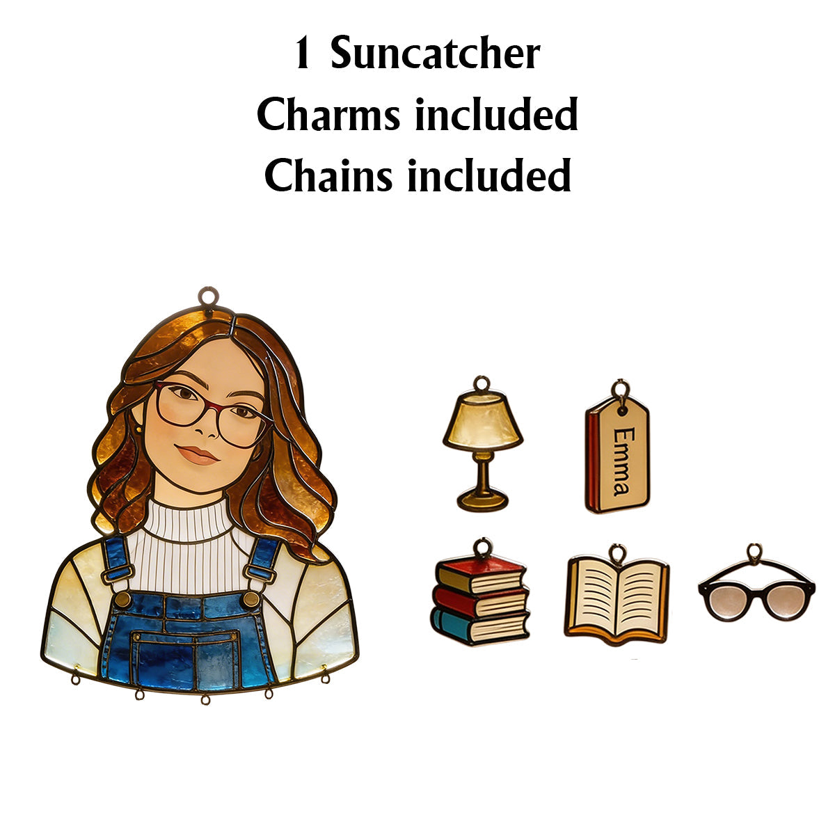 Love Reading - Personalized Book Window Hanging Suncatcher With Charms