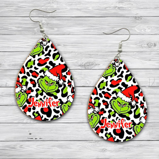 Merry Christmas - Personalized Stole Christmas Wooden Earrings