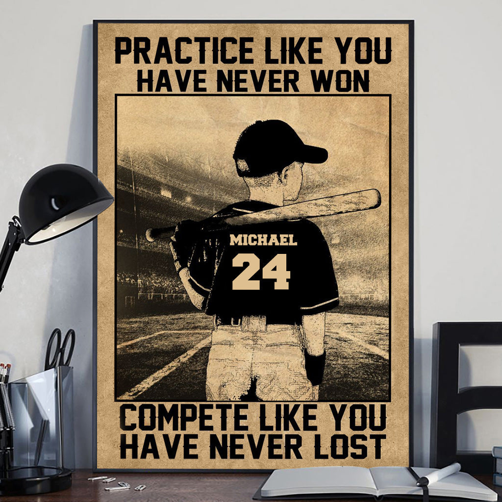 Entraîne-toi comme si tu n'avais jamais gagné - Toile et affiche de baseball personnalisées