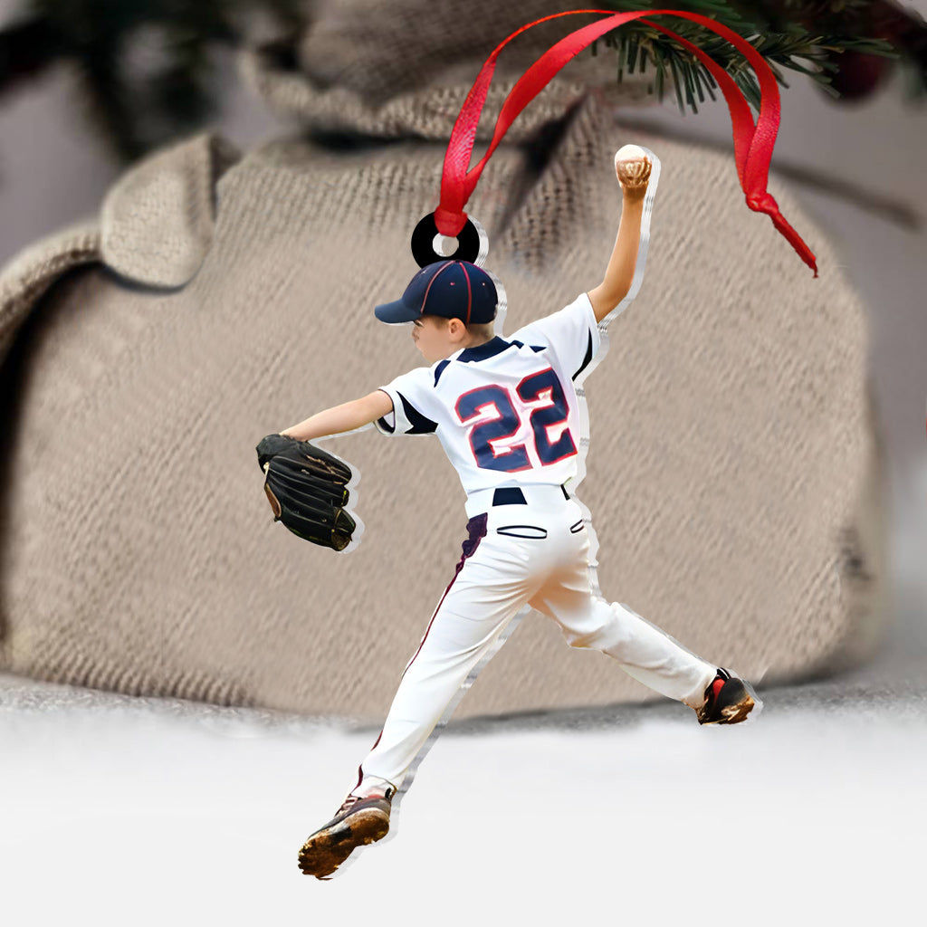 Ornement photo - Cadeau de baseball pour fils ou fille - Ornement personnalisé