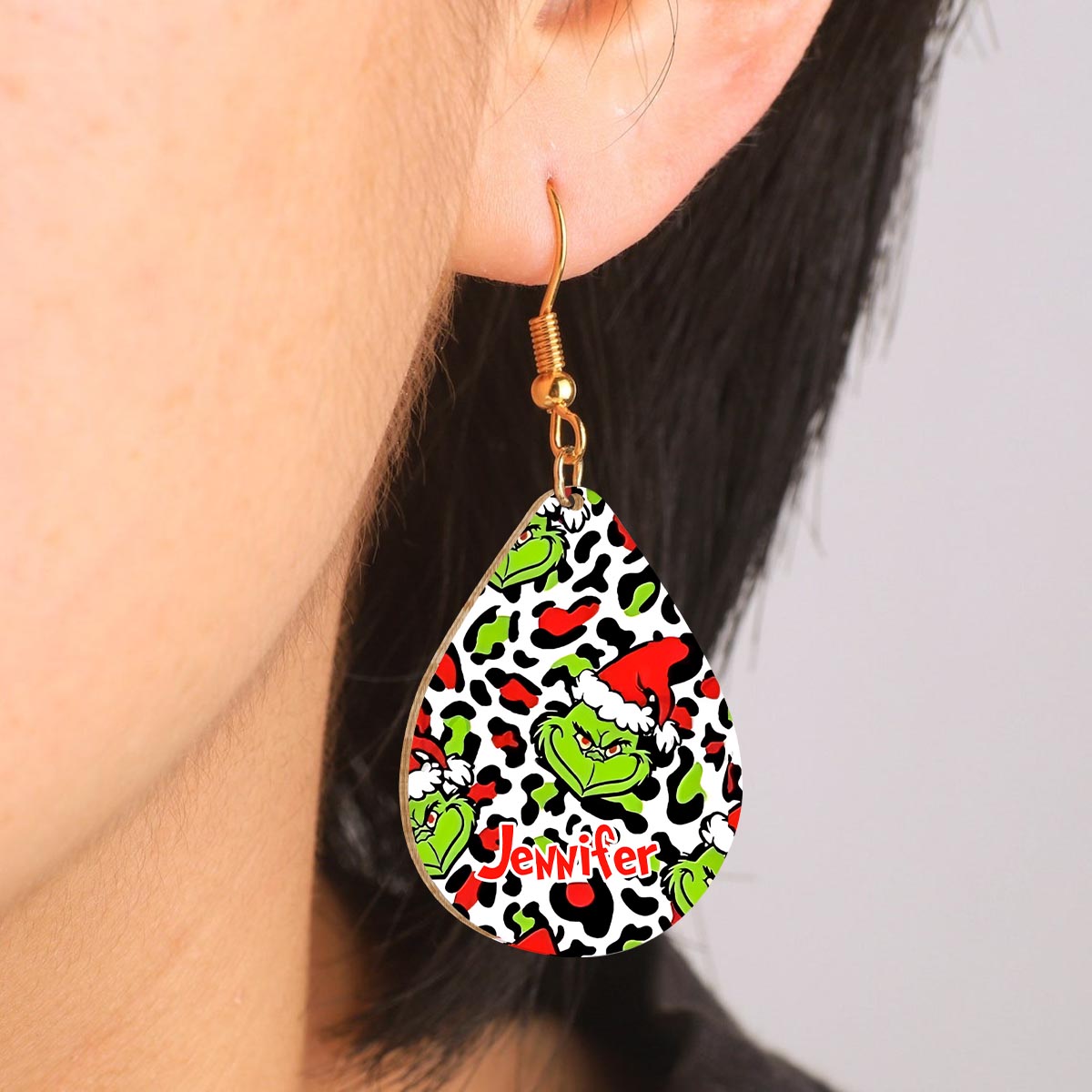 Joyeux Noël - Boucles d'oreilles étole de Noël personnalisées en bois