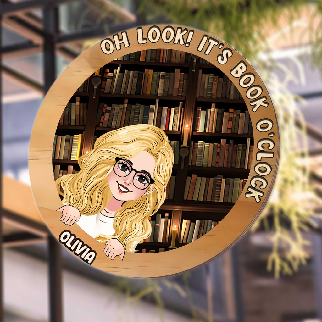 C'est l'heure du livre ! - Panneau métallique rond personnalisé « Livre »