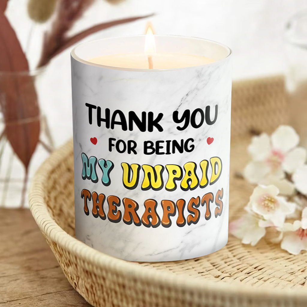 Merci d'être ma thérapeute bénévole - Bougie personnalisée pour ma meilleure amie avec couvercle en bois