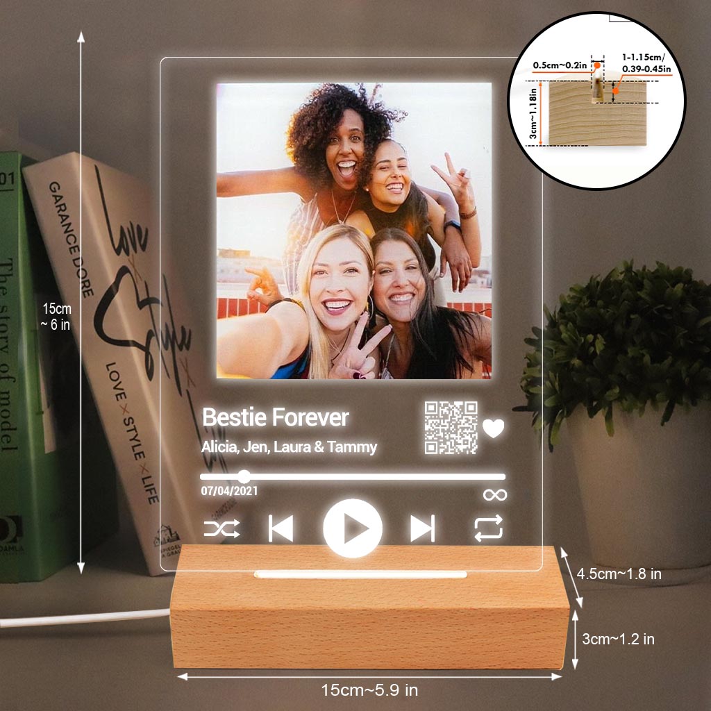 Chanson personnalisée « Meilleure amie pour toujours » - Plaque lumineuse personnalisée en forme de meilleure amie