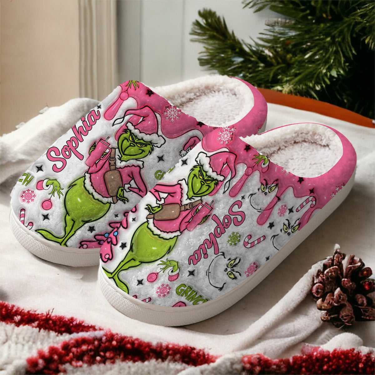 Merry Grinchmas - Personalized Stole Christmas Slippers