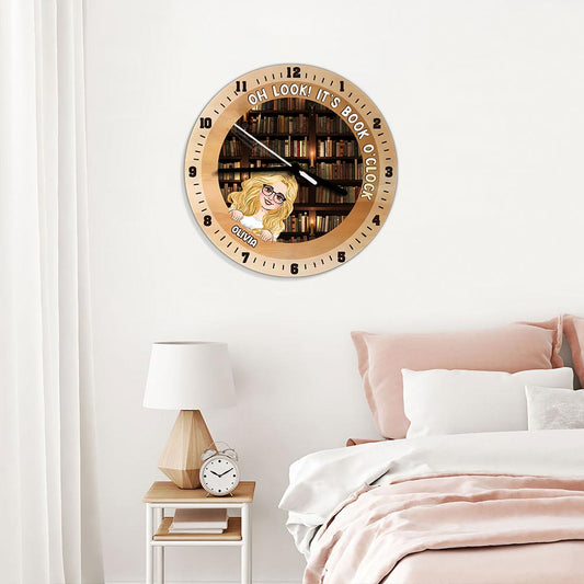 C'est l'heure du livre - Horloge murale personnalisée en forme de livre