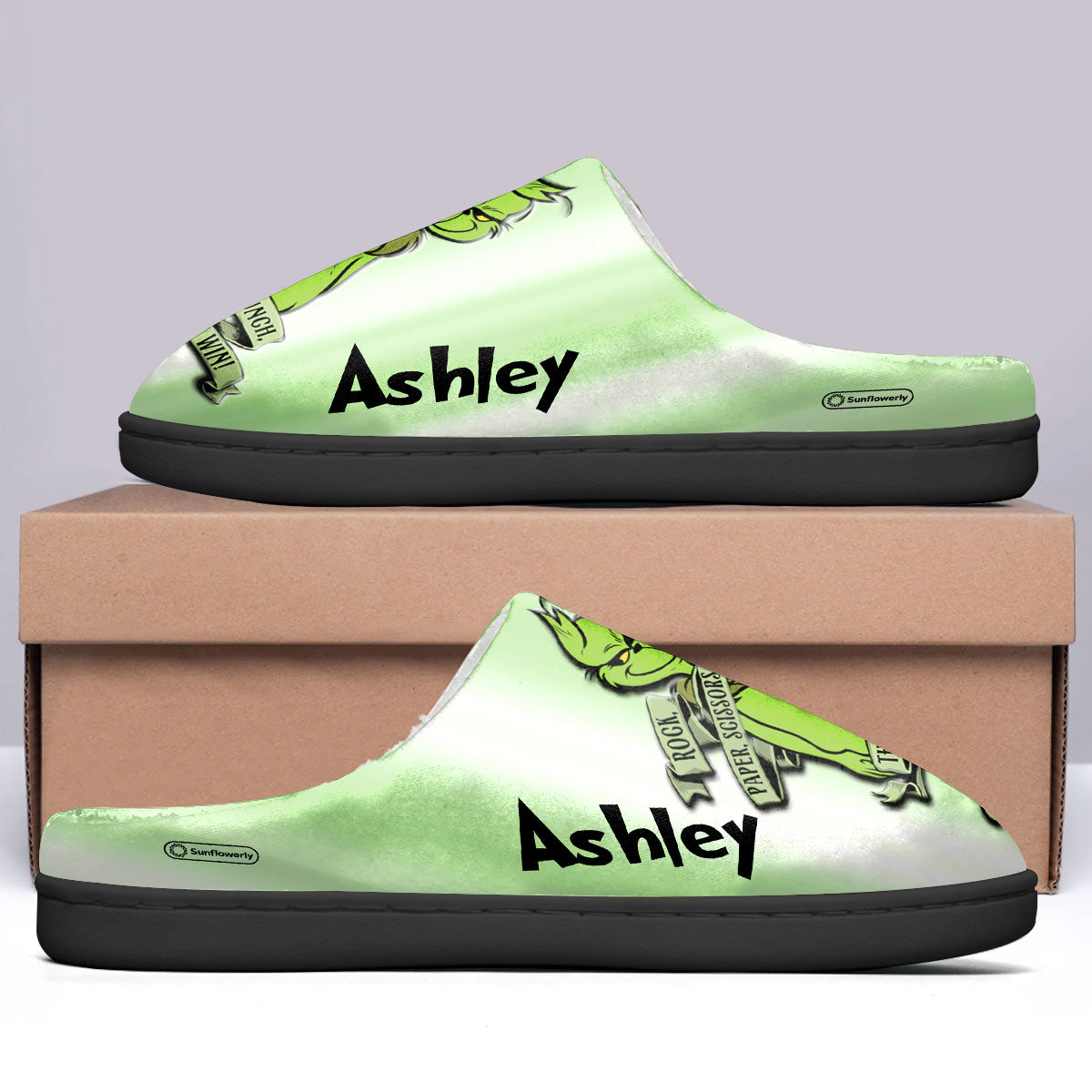 Pierre-Papier-Punch - Étole de Noël personnalisée, pantoufles