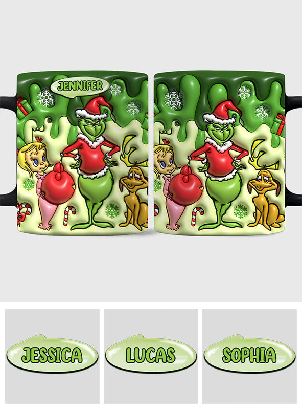 Joyeux Grinchmas - Mug de Noël personnalisé avec étole