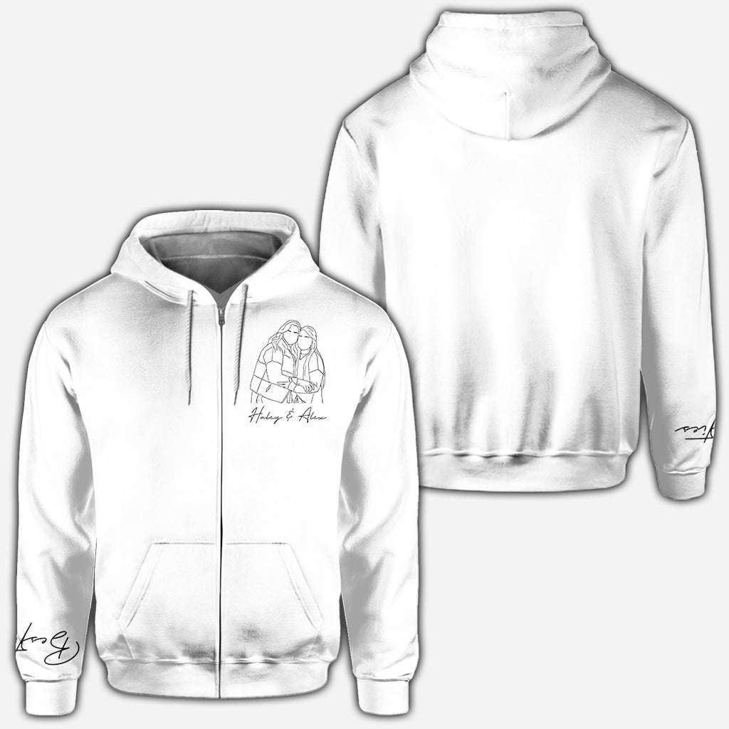 Besties Line Art - Personalized Bestie All Over Shirt