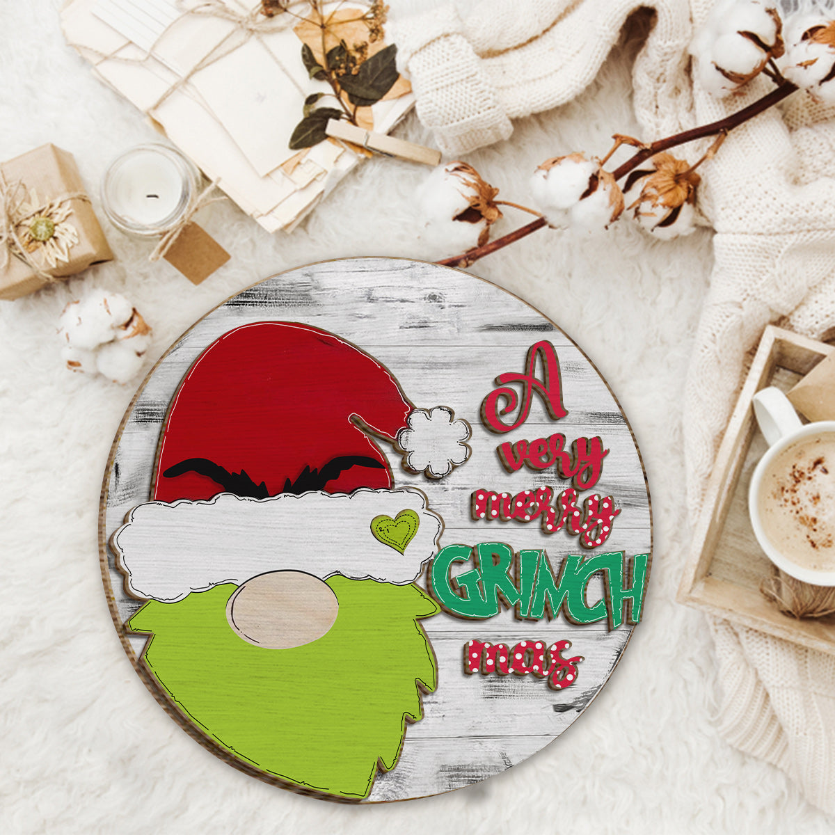 Joyeux Noël - Panneau/Plaque en bois double couche « Noël volé »
