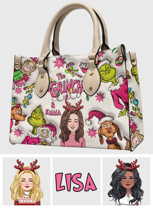 The Grinch & Me - Personalized Stole Christmas Leather Handbag