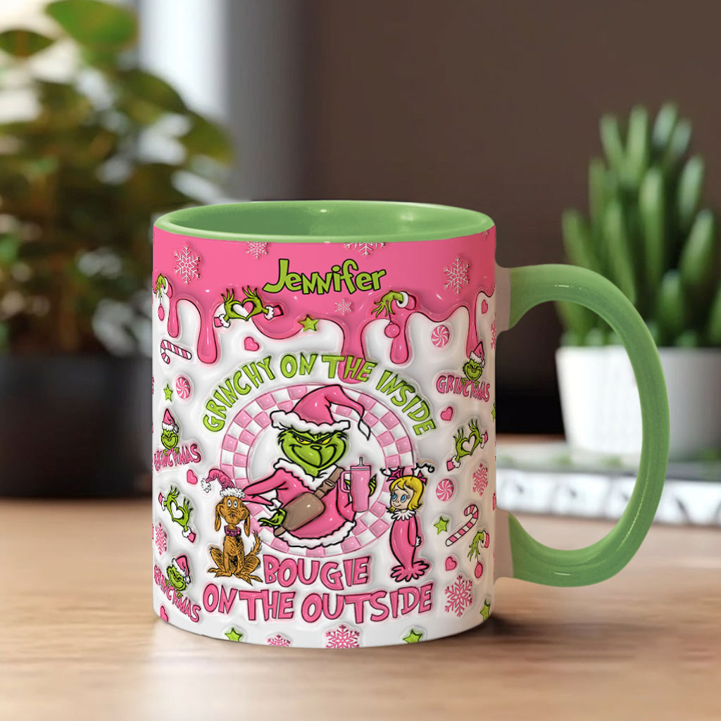 Grinchy On The Inside - Personalized Stole Christmas Accent Mug
