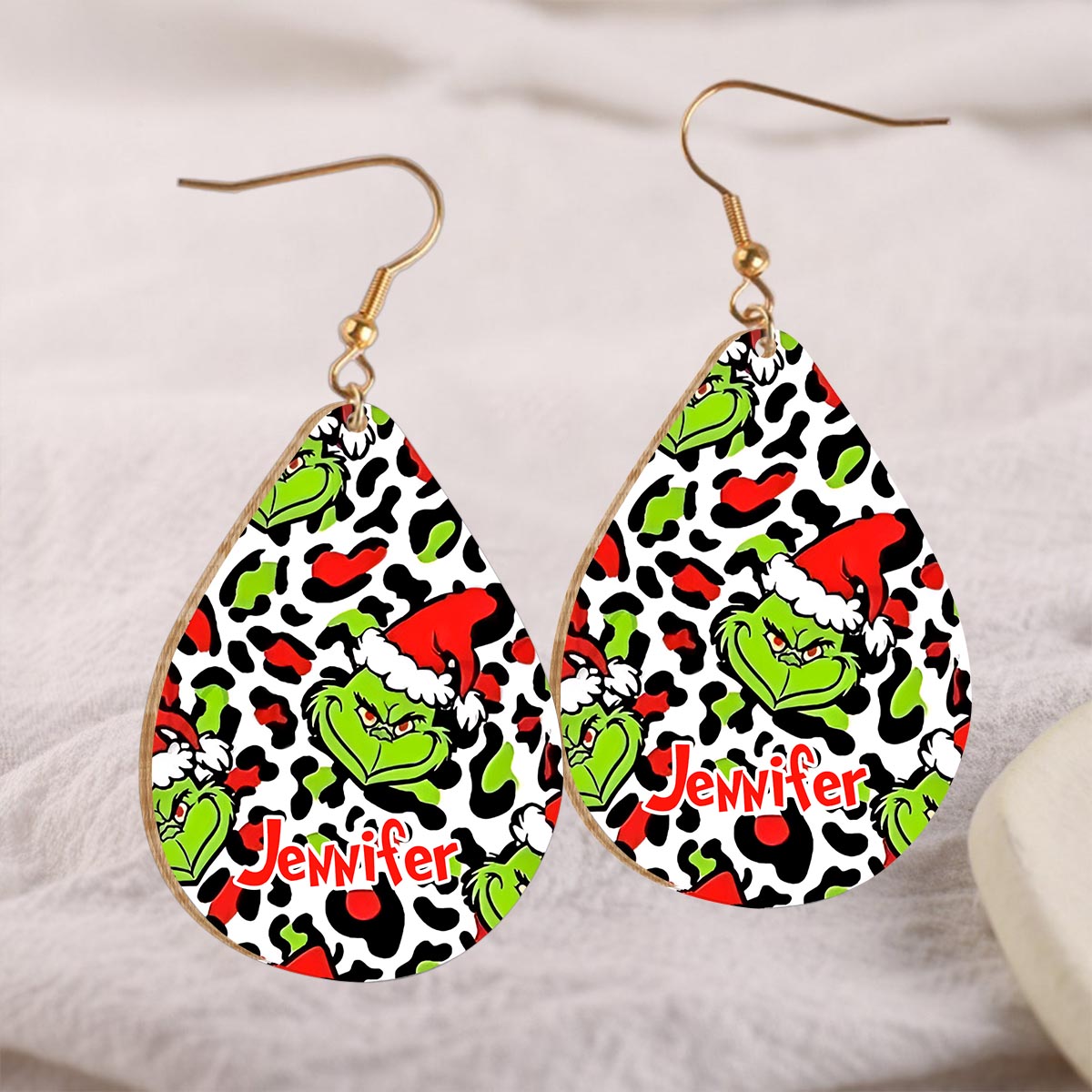 Joyeux Noël - Boucles d'oreilles étole de Noël personnalisées en bois