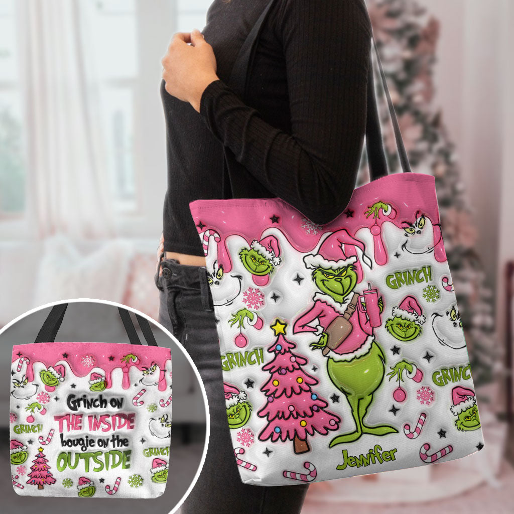 Le Grinch à l'intérieur - Sac fourre-tout de Noël personnalisé avec étole