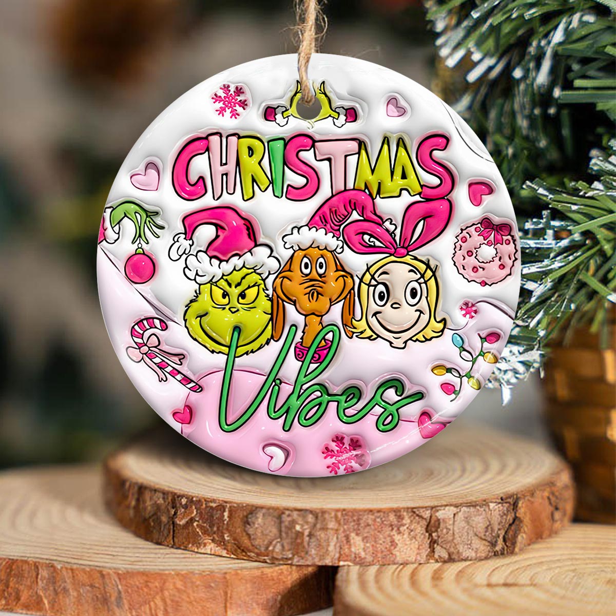Joyeux Noël - Étole de Noël personnalisée - Ornement rond en céramique