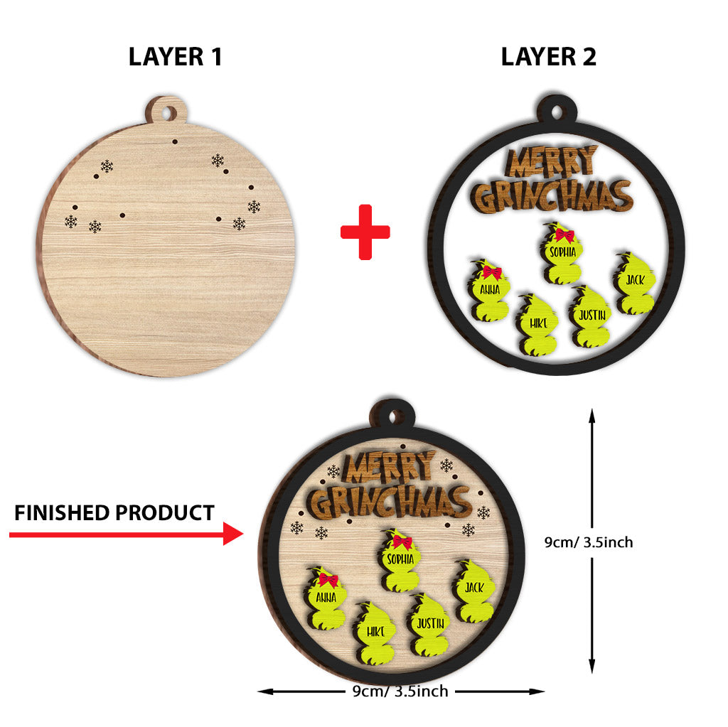 Merry Christmas - Personalized Stole Christmas 2 Layered Wooden Ornament