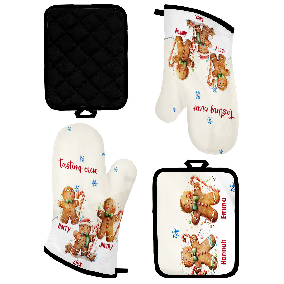 L'équipe de dégustation de biscuits de grand-mère - Ensemble de gants de cuisine et de maniques personnalisés « Grand-mère »