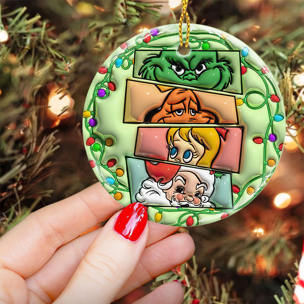 Joyeux Noël - Étole de Noël personnalisée - Ornement rond en céramique