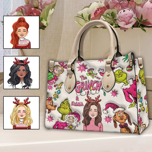 Le Grinch et moi - Étole de Noël personnalisée en cuir